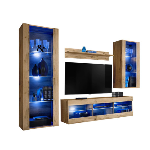 komodee - Komodee, Tivoli Medio, Wotan/Wotan, LED Bleues komodee  - Meuble haut salon