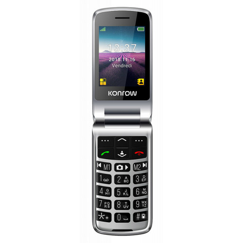 Smartphone Android Konrow Senior C - Écran 2.4'' - Double Sim - Noir (Dock de charge Fourni)