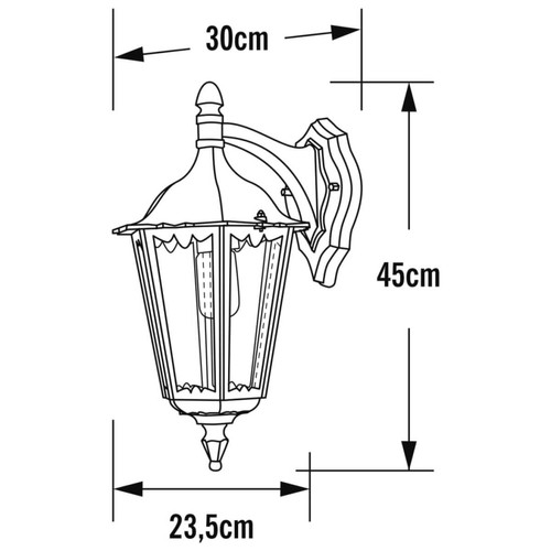 Applique, hublot Grande lanterne d'extérieur classique vers le bas noir mat, IP43