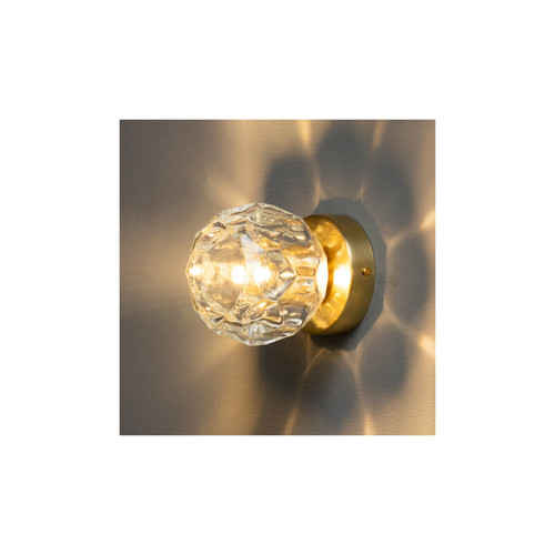 Kosilum Applique ou petit plafonnier métal doré et verre transparent - Vilamo