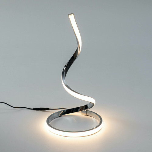 Kosilum - Lampe à poser chromée LED spirale - Jara Kosilum  - Luminaires Argent satine verre