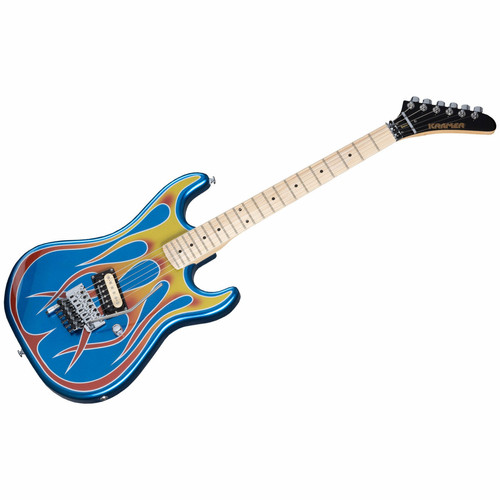 Guitares électriques Kramer Baretta Custom Graphics "Hot Rod" Blue Sparkle with Flames Kramer