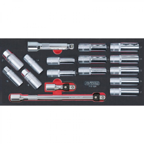 Ks Tools - KS TOOLS 713.1026 Module de douilles longues et accessoires 1/2'',  17 pièces - Etablis & Rangements