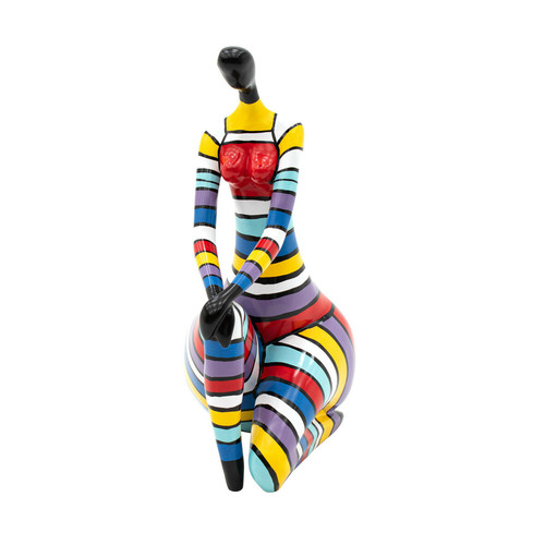 Kuateh Statuette Silhouette Décorative Femme Assise Kuatéh Rachel en Polyrésine 38x26x61 cm Multicolore