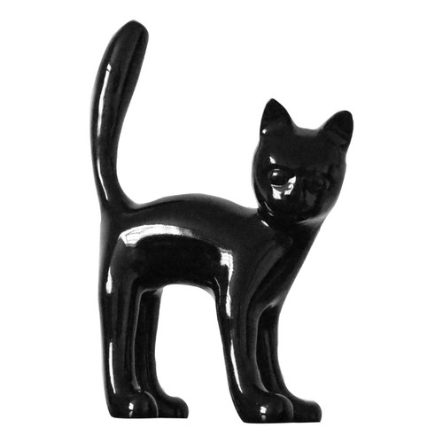 Kuateh - Figurine Chat Kuatéh Bastis 22x12x31 Noir Kuateh  - Décoration Noir et blanc