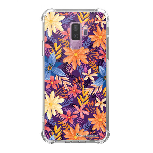 La Coque Francaise - Coque Samsung Galaxy S9 Plus anti-choc souple angles renforcés transparente Fleurs violettes et oranges La Coque Francaise - Coque, étui smartphone Silicone