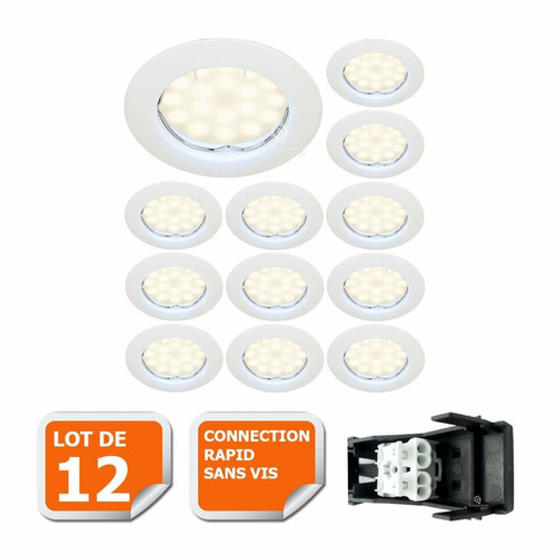 Lampesecoenergie - LOT DE 12 SPOT LED COMPLETE RONDE FIXE eq. 50W BLANC CHAUD Lampesecoenergie  - Spots Lampesecoenergie
