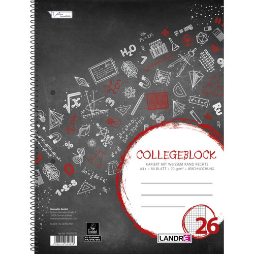 Landre - LANDRÉ Collegeblock 'college', A4, quadrillé, 160 pages () Landre  - Liste Fourniture Scolaire 6ème