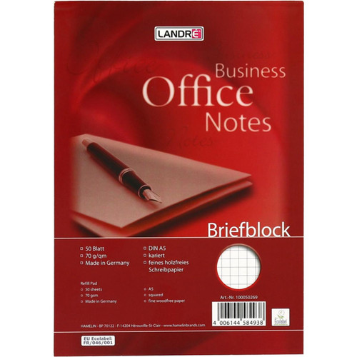 Landre - LANDRÉ Papier à lettre 'Business Office Notes' format A5, () Landre  - ASD