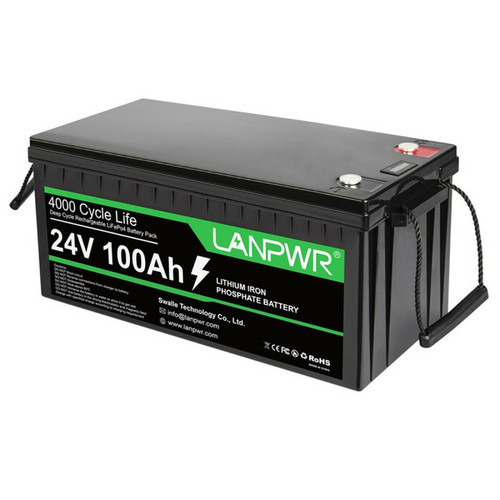 LANPWR - LANPWR 24V 100Ah Batterie de secours au lithium LiFePO4, énergie 2,560Wh LANPWR  - Batterie solaire 24v