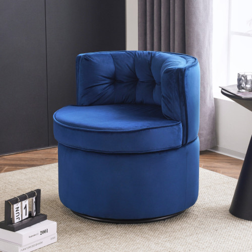 LBF - Chaise en flanelle bleue sur roulettes, petite chaise pivotante avec dossier, design vintage élégant et charmant adapté aux coins de bureau – 65 cm de large x 65 cm d'épaisseur x 69 cm de haut LBF  - Fauteuil design vintage