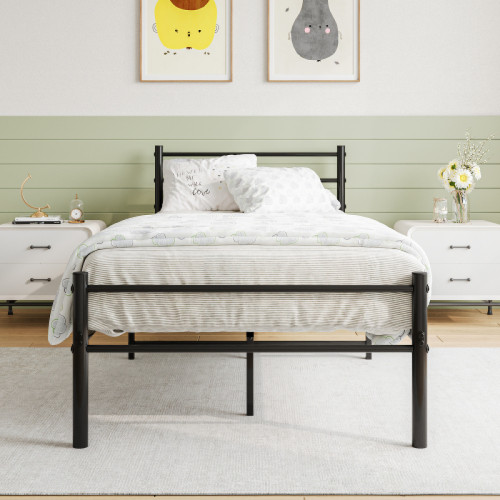 LBF - Lit simple en métal - Moderne - Cadre de lit avec sommier à lattes - Pour chambre à coucher, chambre d'amis, lit d'adolescent - Blanc - 90 x 200 cm LBF  - Chambre Enfant Noir blanc