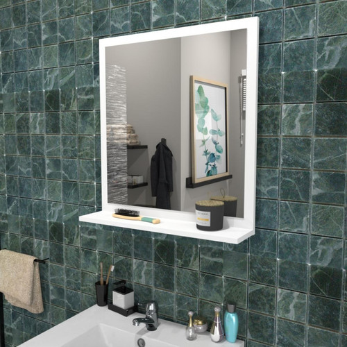 Le Quai Des Affaires - Miroir 60x65cm + tablette / BLANC - Meubles de salle de bain