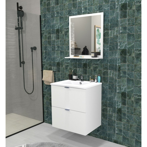 Meubles de salle de bain Le Quai Des Affaires Meuble sous-vasque 2 tiroirs MALAGA  60 cm + vasque / Blanc