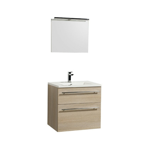 Le Quai Des Affaires - Meuble sous-vasque 60cm + vasque + miroir + éclairage MAIA / Chêne naturel Le Quai Des Affaires  - Meubles de salle de bain Vert clair
