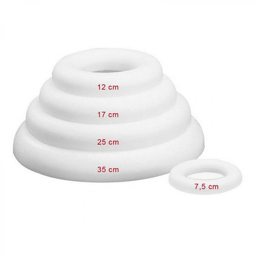 Lealoo Gros lot de 15 Demi Anneaux - couronnes polystyrène à dos plat, 20 cm