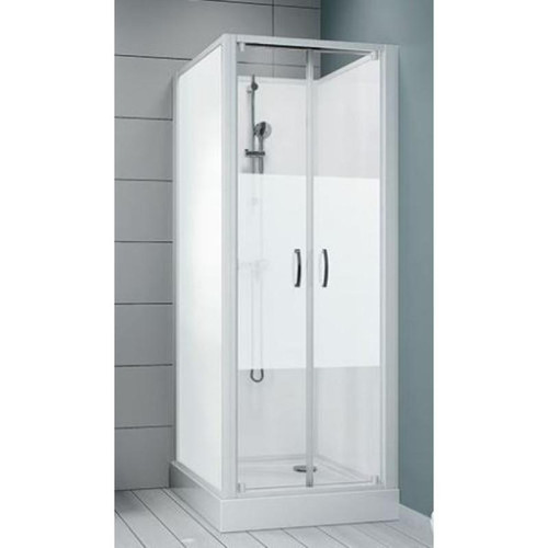 Leda - Cabine de douche carrée porte battante Surf 6 à parois en verre opaque  70 x 70 cm Leda  - Cabine douche 70 70