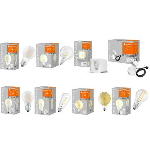 Ledvance - Pack de 4 Ampoules connectées Smart+ - WIFI - Standard - Fil clair - 60W E27 - Puissance variable - Ledvance