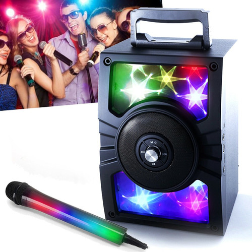 Ledwood - Enceinte Karaoké PARTY Mobile effet Magic Mirror - Batterie - BLUETOOTH/USB/SD/ RADIO FM + Micro Lumineux Ledwood  - Lecteur livre audio