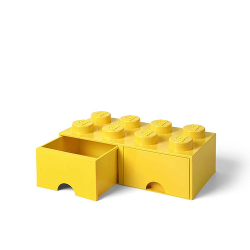 Lego Décoration Grande brique de rangement empilable avec tiroirs jaune - Lego Décoration