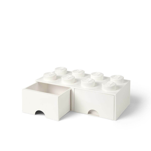 Lego Décoration Grande brique de rangement empilable avec tiroirs blanc - Lego Décoration