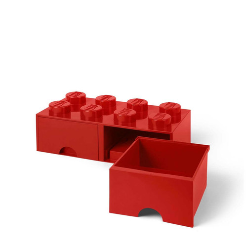 Lego Décoration Grande brique de rangement empilable avec tiroirs rouge - Lego Décoration