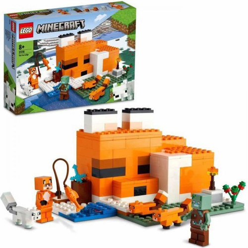 Lego - LEGO 21178 Minecraft Le Refuge du Renard, Jouet de Construction Maison, Enfants des 8 ans, Set avec Figurines Zombie, Animaux Lego  - Figurine renard
