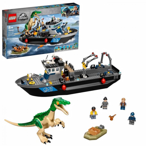 Lego - LEGO 76942 Jurassic World L'Évasion en bateau du Baryonyx, Dinosaure Bateau Jouet Enfants des 8 Ans Garçon et Fille - Lego