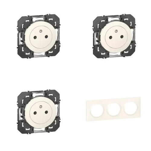 Legrand - Legrand   Pack Dooxie 3x2P plus T  plus  Plaque 3P Blanc Legrand  - Interrupteur Legrand Interrupteurs & Prises