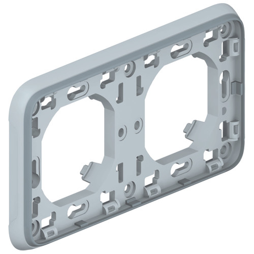 Support plaque étanche 2 postes horizontaux Plexo composable IP55  gris Legrand