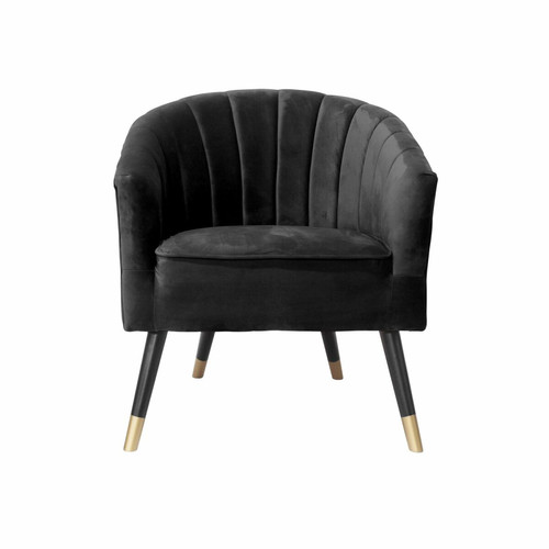 Leitmotiv - Fauteuil 1 place en polyester effet velours - Noir Leitmotiv  - fauteuil beige Fauteuils