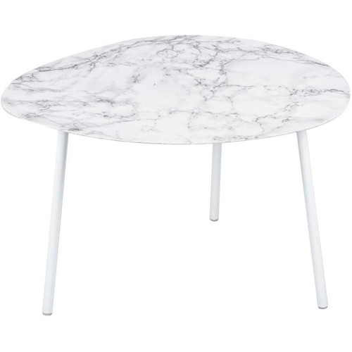 Leitmotiv - Table basse en métal imitation marbre Ovoid 58 x 51 cm blanc. Leitmotiv  - Tables basses Leitmotiv