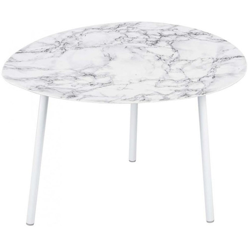 Leitmotiv - Table basse en métal imitation marbre Ovoid 67 x 60 cm blanc. Leitmotiv  - Tables basses Leitmotiv