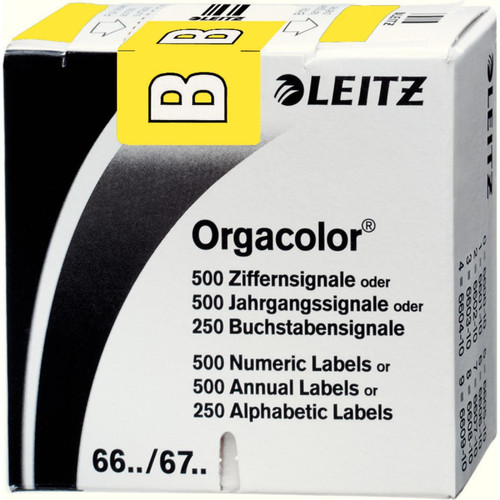 Leitz - LEITZ Onglet alphabétique 'B' sur Rouleau, jaune,autocollant () Leitz  - Leitz