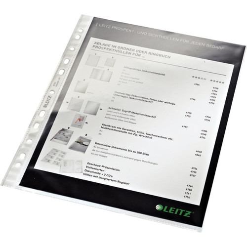 Leitz - LEITZ pochette perforée, format A4, PP, transparent, 0,08 mm () Leitz  - Mobilier de bureau Transparent