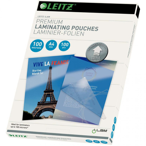 Destructeurs Leitz Leitz Pochettes de plastification ILAM 100 microns A4 100 pcs