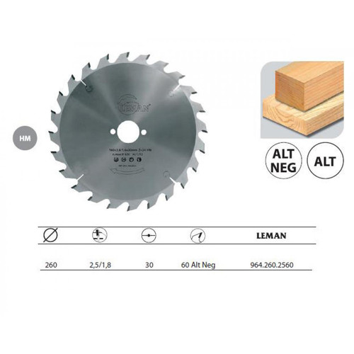 Leman - Leman - Lame Carbure / Portative Festool D.260x30 Ep2,5 60z Neg. Alt. Leman - Matériaux & Accessoires de chantier