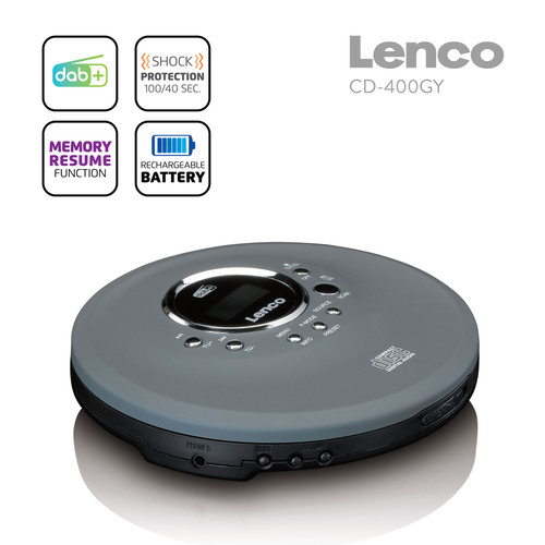 Lenco - Lecteur CD/ MP3 portable pour CD, CD-R, CD-RW CD-400GY Anthracite Lenco  - Radio, lecteur CD/MP3 enfant