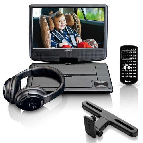 Lenco - DVD portable 9" avec USB/support/casque Bluetooth® DVP-947BK Noir - Lecteur DVD