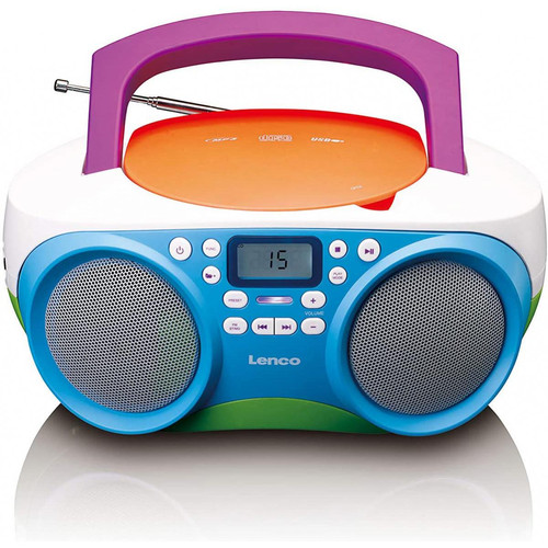 Radio, lecteur CD/MP3 enfant Lenco mini chaine hifi stéréo FM CD MP3 USB Multicolore