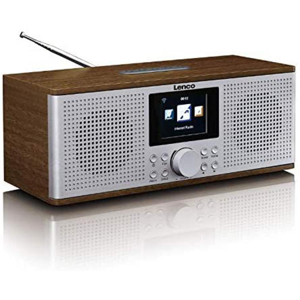 Radio Lenco radio Internet Dab+ FM Bluetooth avec écran et fonction réveil marron gris