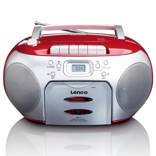 Lenco Lecteur CD/radio FM stéréo portable SCD-420RD Rouge-Argent