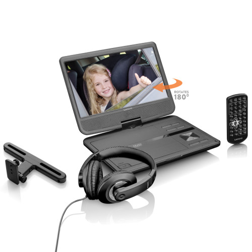 Lenco - Lecteur DVD portable de 10 pouces avec connexion USB, casque et dispositif de suspension DVP-1010BK Noir - Lecteur DVD Portable
