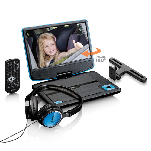 Lenco - Lecteur DVD portable de 9" avec casque/USB et dispositif de suspension DVP-910BU Noir-Bleu - Lecteur DVD