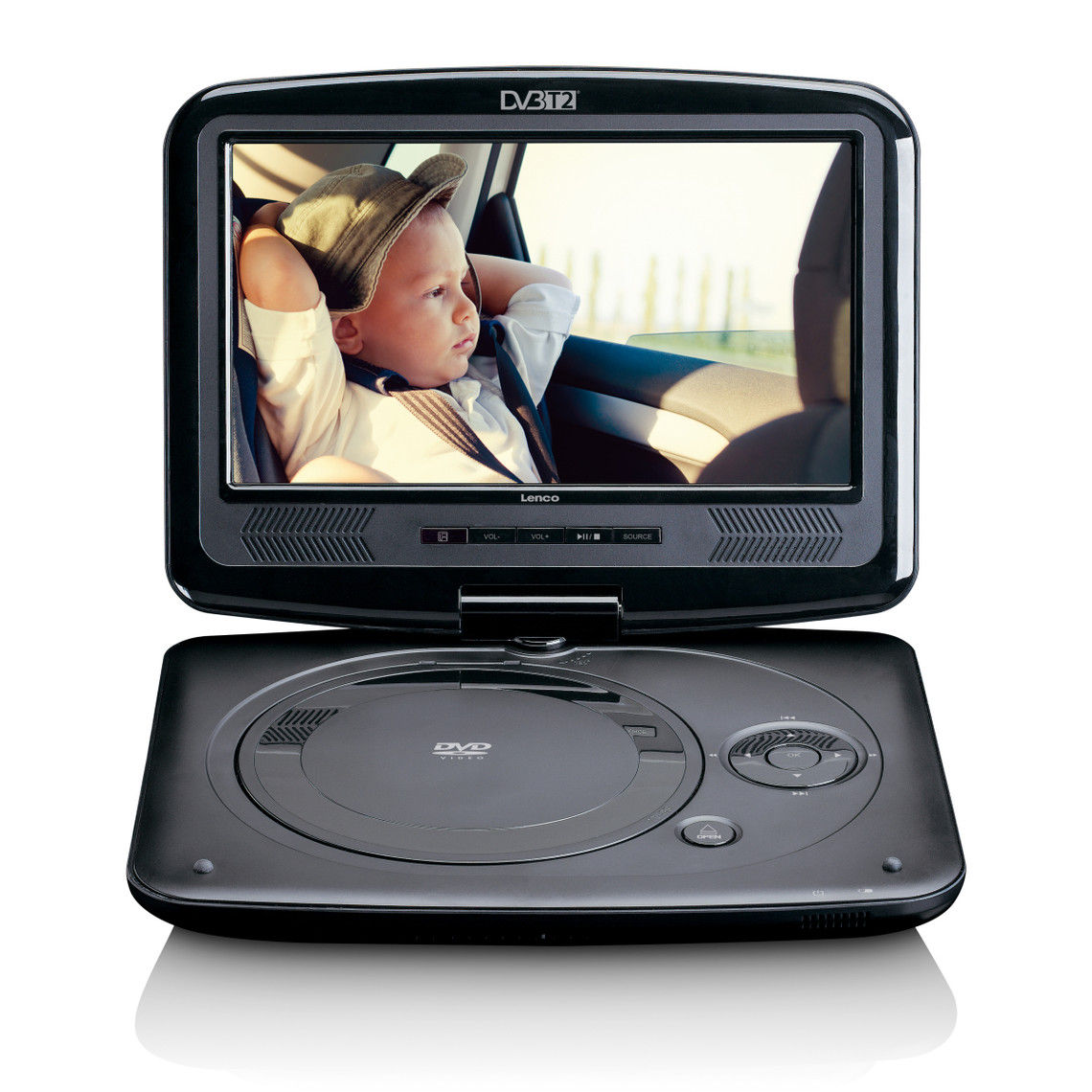 Lecteur DVD Lenco Lecteur DVD portable de 9" avec récepteur DVB T2 HD DVP-9463BK Noir