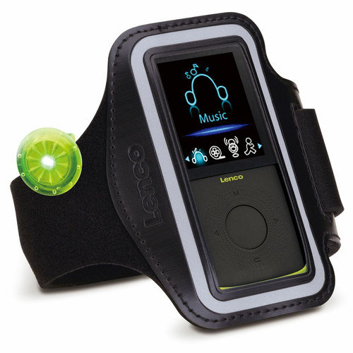 Lecteur MP3 / MP4 Lecteur MP3 de sport avec podomètre, oreillettes de sport et brassard de sport PODO-153LM Noir-Verde