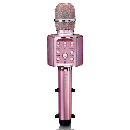 Lenco - Microphone Bluetooth® pour karaoké avec enceinte et éclairage BMC-090PK Rose - Accessoires micros