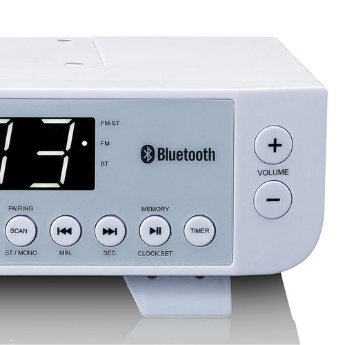 Lenco Radio de cuisine FM avec Bluetooth®, éclairage LED et minuteur KCR-100WH Blanc