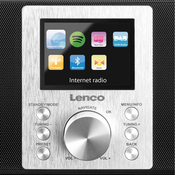 Lenco Radio Internet 2.1 pouces avec FM, DAB+, Bluetooth Concerto DIR-2000 Black Noir-Argent