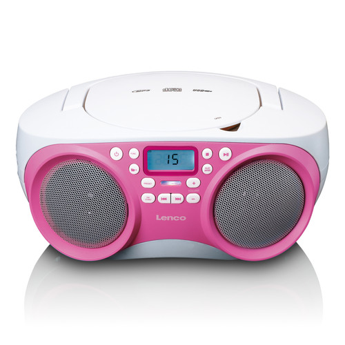 Lenco - Radio portable / Lecteur CD portatif SCD-301PK Blanc-Rose - Radio